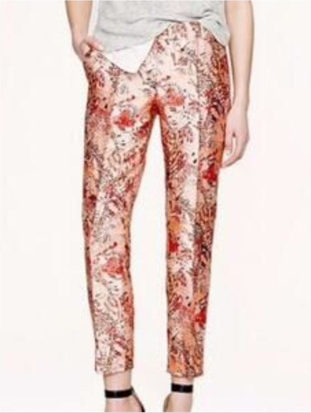 J. Crew Collection Taperd Silk Cropped Pant Butterfly Pink Lemonade NWOT SRP$298